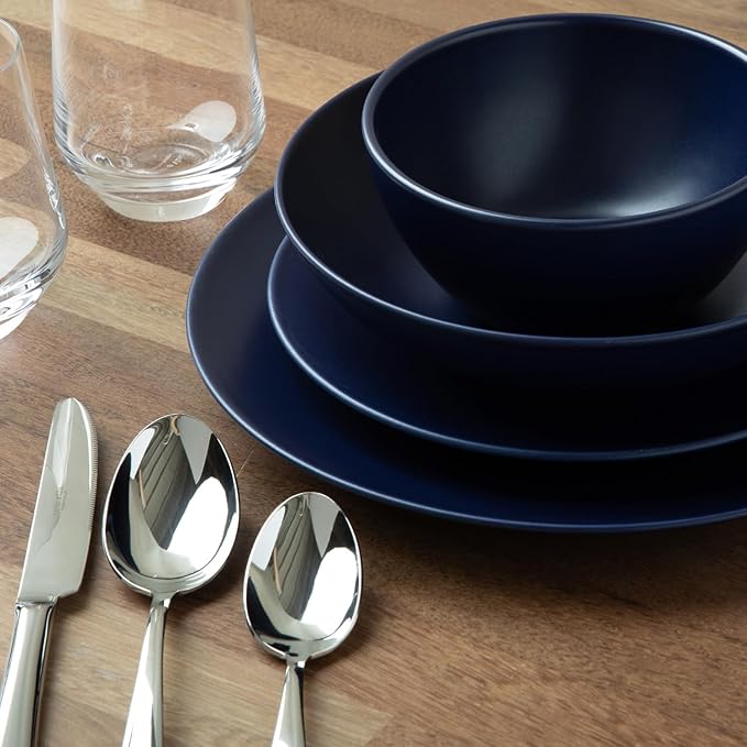 Larder &amp Vine Ceramic Stoneware Dinnerware 16-Piece Set 4 Place Settings (Indigo)