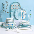 Porcelain Dinnerware Sets Plates and Bowls Sets Ceramics Dinner Sets Blue Patterns Porcelain Dinnerware Set of 42 | Cereal Bowl and Steak P