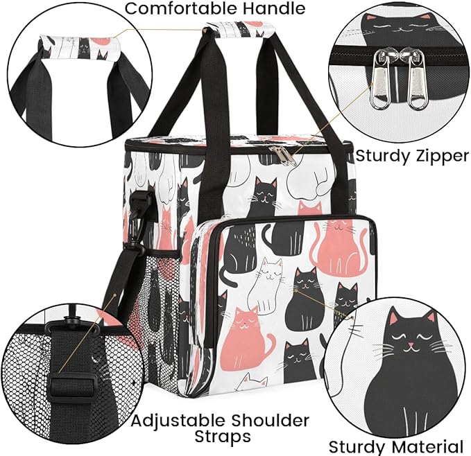 Cartoon Animal Cats Coffee Maker Carrying Bag for Keurig K-Mini or K-Mini Plus Storage Portable Coffee Maker Travel Bag