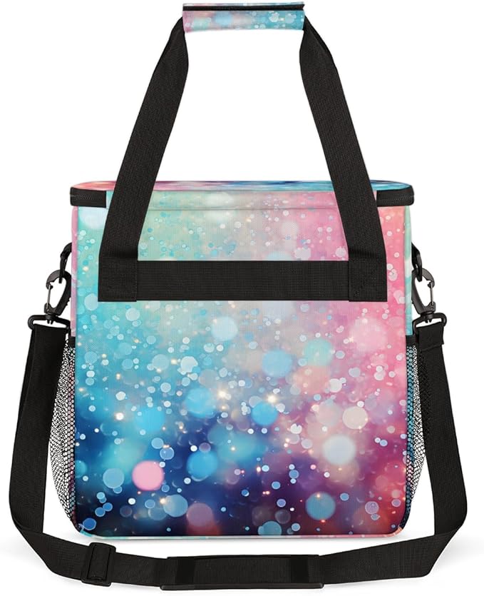 Glitter Coffee Maker Carrying Bag Blue &amp Pink Portable Travel Storage Tote Bag Compatible with K-Mini or K-Mini Plus Single Serve Coffee Brewer Carrying Case with Multiple Pockets &amp Shoulder