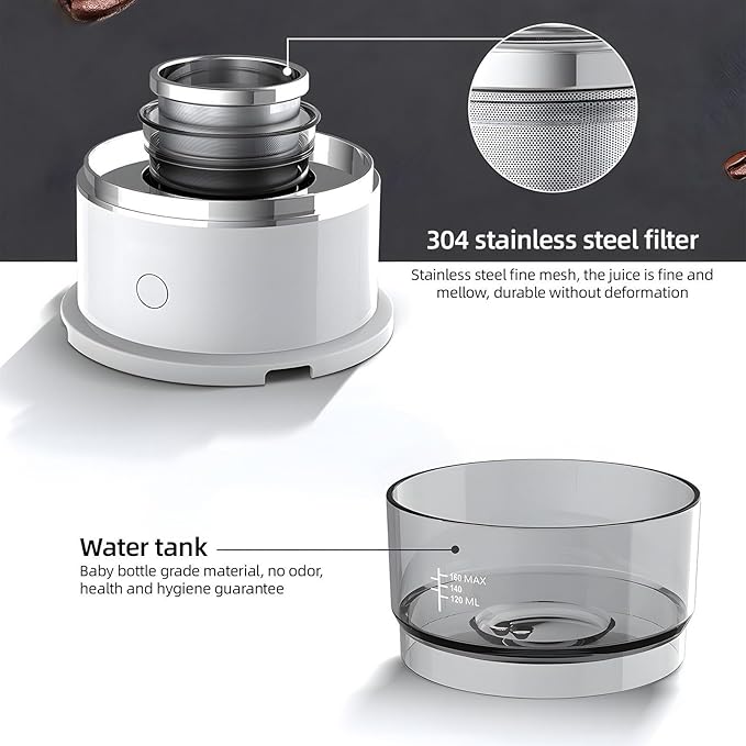 Coffee Maker with Stainless Steel Filter with Precise Temperature Control Heat Resistant Compact Lightweight Travel Coffee Dripper BrewerPortable Coffee Maker for Home Cafe Office White