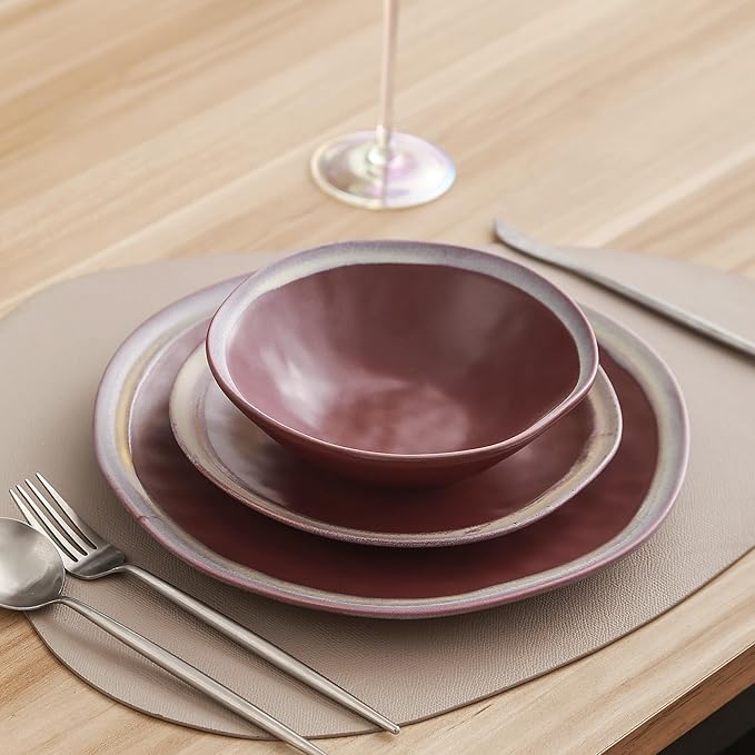 Stone Lain Serafina Stoneware Dinnerware Set 32 Piece Wine