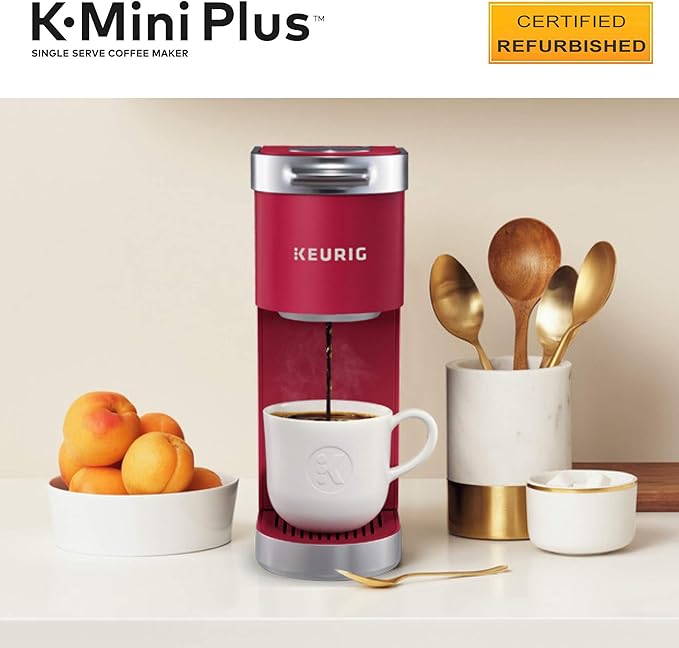 Keurig K-Mini Plus Coffee Maker Certified Refurbished Cardinal Red (Renewed)