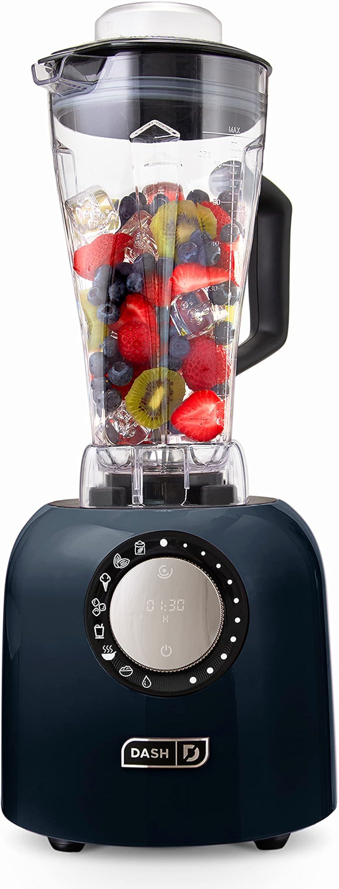Dash Chef Series Deluxe Digital 64 oz Countertop Blender with Stainless Steel Blades Tritan Blending Jug Tablet Stand &amp USB Charging Port for Smoothies Nut Butters Purees Soup and More - Bl