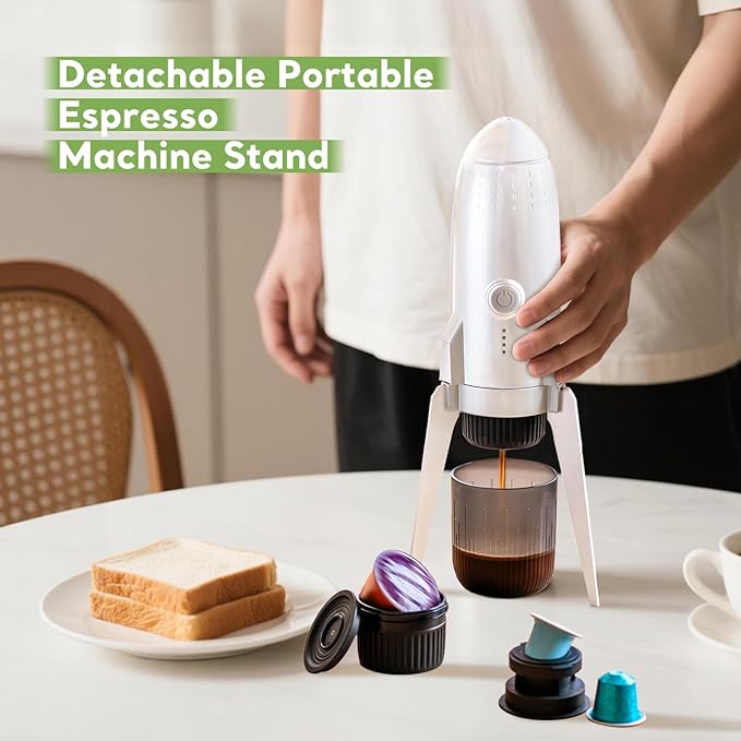 3 in 1 Portable Electric Espresso Machine On the Go with Detachable Coffee Stand Car Coffee Maker Self-Heating with USB-C For Travel Camping and Hiking With Ground Coffee &amp NES PRES*O/DG Pod