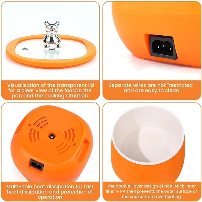 THEGA 1.8L Electric Rice Cooker 18 Minutes Fast Cooking Rice Cooker For 1-6 People With Keep Warm Function Automatic Cooking Non-Stick Inner Pot Measuring Cup For Home Cooking(Orange)