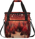 Glitter Christmas Tree Coffee Maker Carrying Bag Travel Storage Bag Compatible with K-Mini or K-Mini Plus Single Serve Coffee Brewer Carrying Case with Multiple Pockets &amp Shoulder Strap