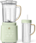 B PowerExact High-Performance 700-Watt Blender by Drew Barrymore 50-Ounce Pitcher Stainless 4-Tip Blade 3 Speeds + 4 Presets Dishwasher-Safe Parts Travel Cup Included (Sage Green)