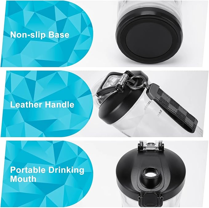Portable Blender for Smoothies 20oz Small Personal Blender with Travel Lid USB Rechargeable Single Serve Fruit Mixer for Kitchen Black