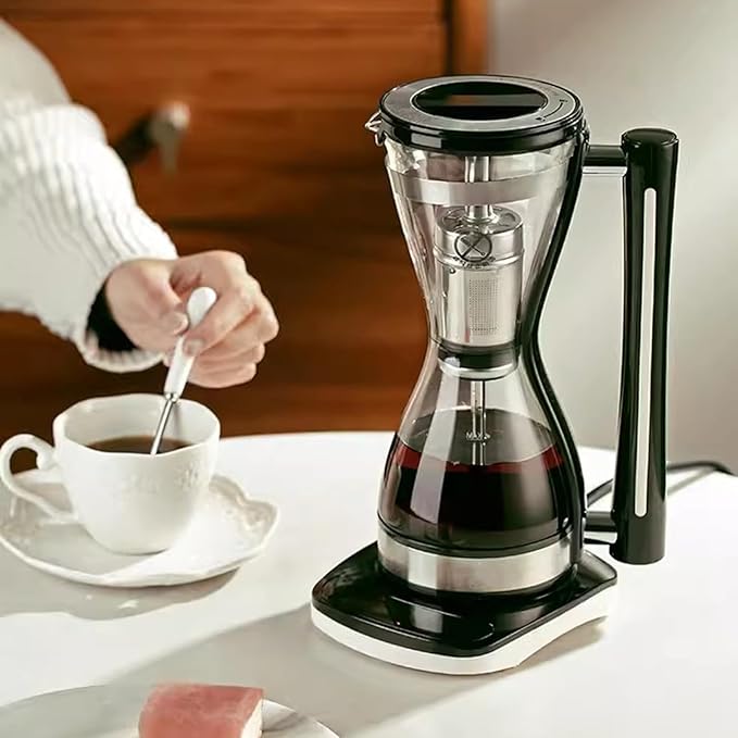 Syphon Coffee Maker Electric Siphon Glass Coffee Pot with Separate Base Stainless Steel Filter Touch Panel Capacity 240 Ml Make 1-3 Cups