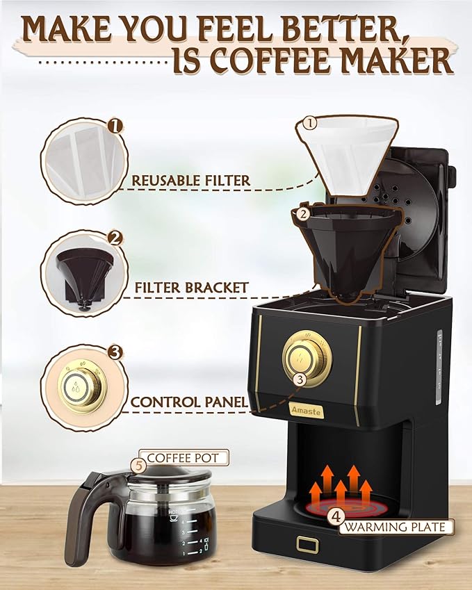 Amaste Coffee Maker 25 Oz Drip Coffee Machine Set