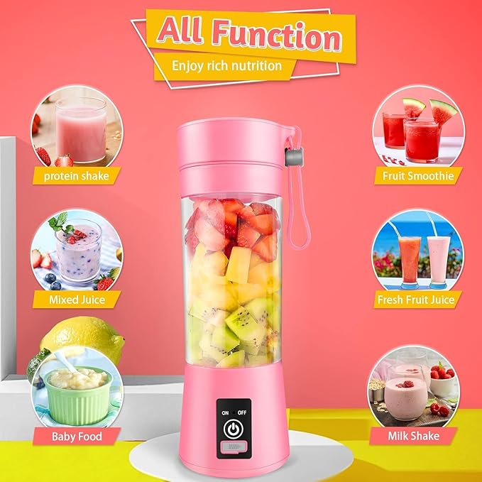 Portable Blender for Shakes and Smoothies6 Blades Juicer Cup for USB RechargeablePersonal Blender with One Touche OperationBlender Shake Smoothie for KitchenTravel and Sport