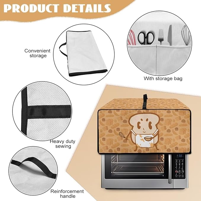 Doojoayie Kitchen Toaster Dust Cover Compatible with 4 Slice Toaster Dust Protection Cover Kitchen Decoration Small Appliance Protector Cute Cartoon Toster People Print