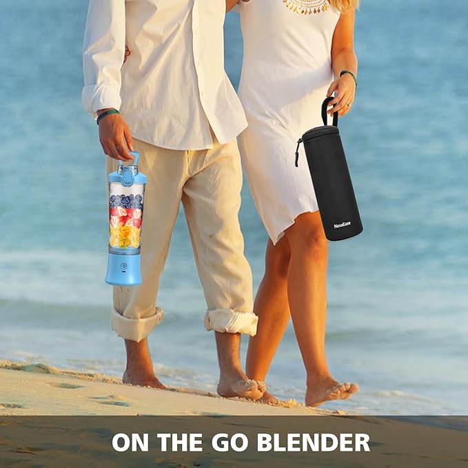 Portable Blender for Shakes and Smoothies- Personal Juicer 20 OZ Electric Protein Shaker Bottle with Insulated Sleeve USB-C RechargeableTravel Lid-Small Blender Cup for Kitchen Office GymTravel