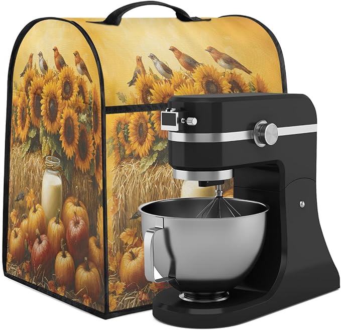 cfpolar Kitchen Aid Mixer Cover Compatible with 6-8 Quarts Pumpkin Sunflower Animal Bird Stand Mixer Cover Kitchen Aid Mixers Accessories Appliance Organizer Bag Dust Covers with Zipper Pocket