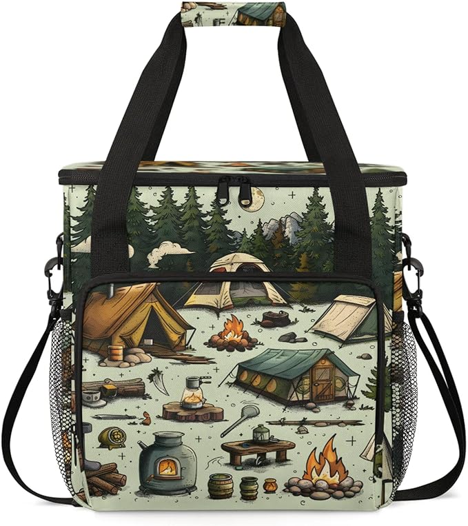 Camping Coffee Maker Travel Bag for Keurig K-Mini/K-Mini Plus Insulated Waterproof Tote with Pockets for K-Cup Portable Single-Serve Brewer Case