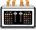 4 Slice Toaster Touch Screen Stainless Steel Toasters Digital Timer Dual Control Panel Toasters 8 Shade Settings 6 Bread Types for Bagel Cancel Defrost 1650W Black