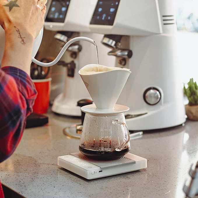 Pour Over Coffee Maker Set White Ceramic Coffee Dripper with 650ml Coffee Glass Server V60 Paper filter for Cafe Home Restaurant 6291-12102-03A