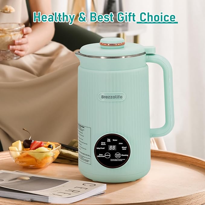 Nut Milk Maker40oz Large Capacity Stainless Steel Automatic Soy Milk Machine for HomemadeOatPlant-Based Milk and Non-Dairy Beverages Almond Cow Milk Machine with Delay StartSelf Cleaning (Green)