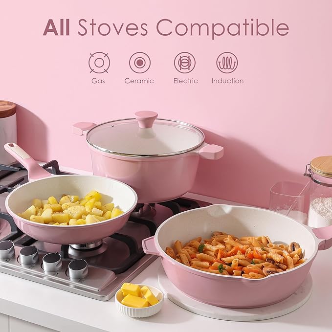 SENSARTE Nonstick Ceramic Cookware Set Large 13-Piece Healthy Pots and Pans Set Dishwasher Safe Non-toxic Kitchen Cooking Set with Stay-Cool Handles Induction Compatible PFAS Free Green