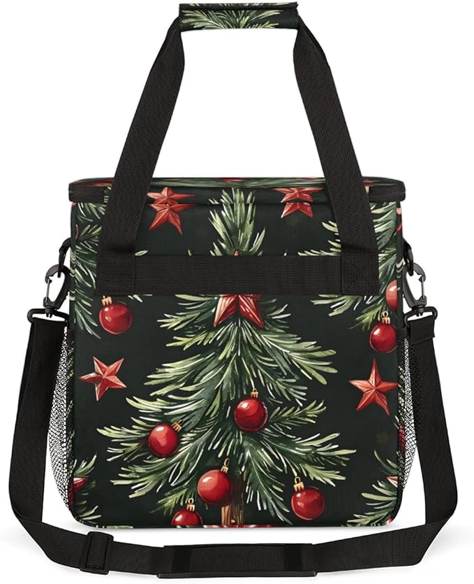 Glitter Tree Christmas Coffee Maker Carrying Bag Travel Storage Bag Compatible with K-Mini or K-Mini Plus Single Serve Coffee Brewer Carrying Case with Multiple Pockets &amp Shoulder Strap
