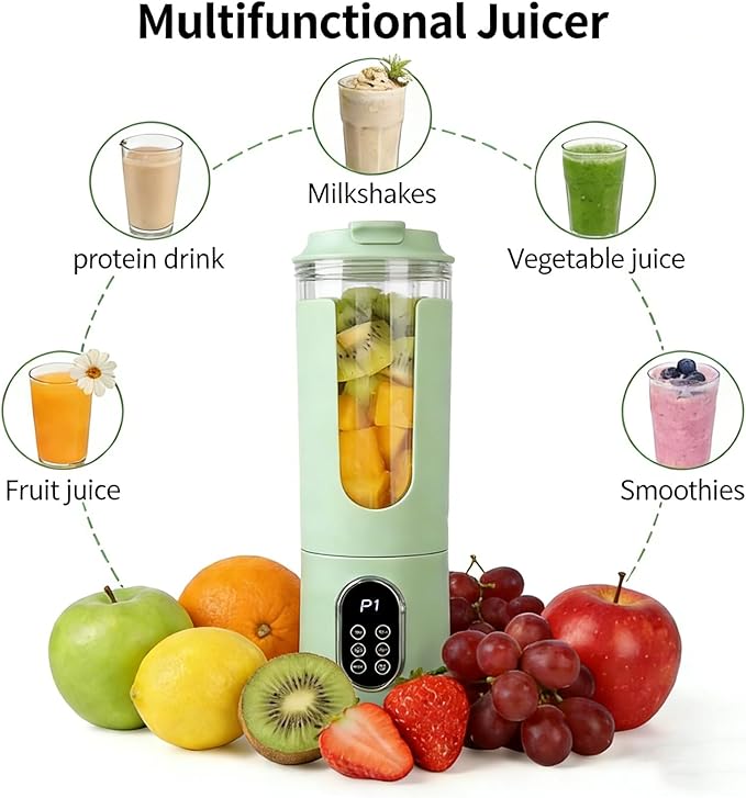 Wireless Portable Blender Personal Juicer 530ml Cordless with 50W Motor for Smoothies &amp Shakes Quick Rinse Mode USB Fast Charging Personal Blender for Travel Home Office (white)