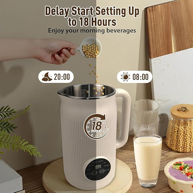 Nut Milk Maker Machine 8-in-1 Multifunction Nut Milk &amp Juice Maker 2026 Upgraded Automatic Soybean Machine Smart Buttons Eight Modes One-Button Self-Cleaning (Purple)