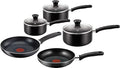 Tefal Essential 5-Piece Non-Stick Cookware Set: 3 Saucepans (16/18/20CM) with Lids 2 Frying Pans (20/24CM) Compatible with All Hobs Except Induction Black - B472S545