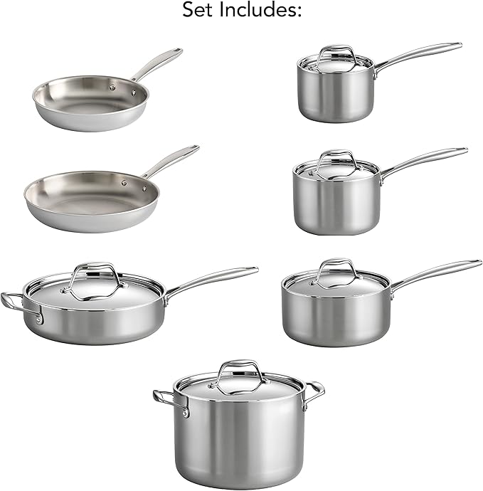 Tramontina 12-Piece Tri-Ply Clad Cookware Set with 8-Inch and 10-Inch Fry Pans 80114/534DS Model