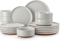 MALACASA Plates and Bowls Sets 18 Pieces Modern Ceramic Dinnerware Set for 6 Kitchen Dinner Set Stoneware Dishware Dishes Set Microwave and Dishwasher Safe Grey Series TARA