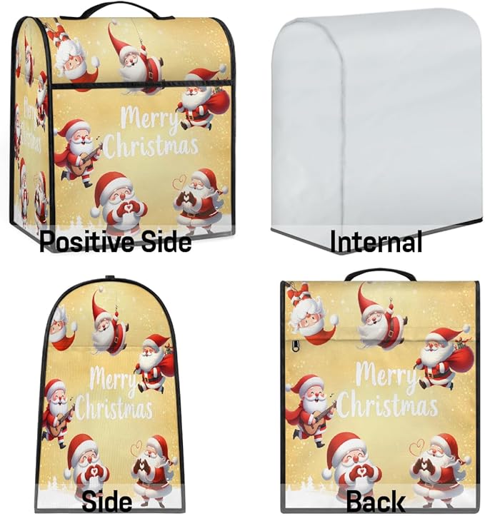cfpolar Kitchen Aid Mixer Cover Compatible with 6-8 Quarts Christmas Cute Santa Claus Xmas Stand Mixer Cover Kitchen Aid Mixers Accessories Appliance Organizer Bag Dust Covers with Zipper Pocket