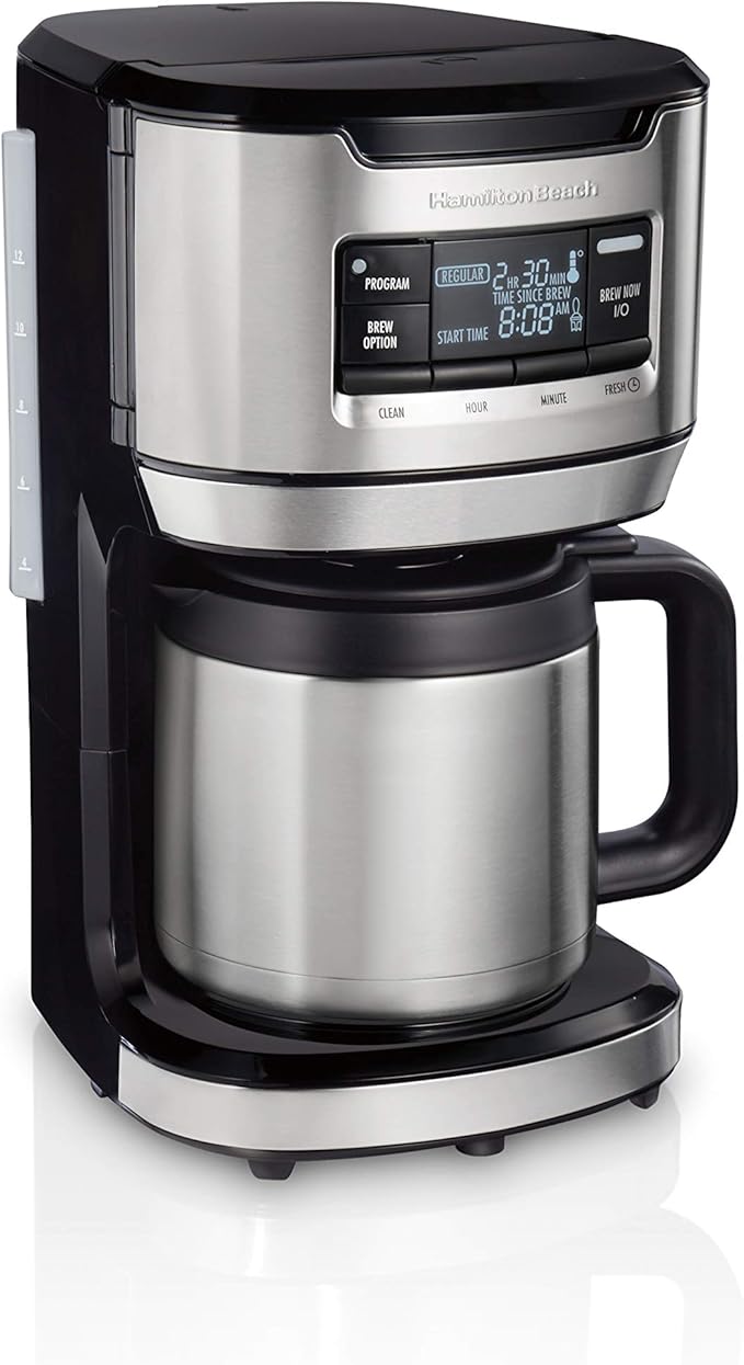 Hamilton Beach Programmable Front-Fill Coffee Maker with Thermal Carafe (46391) 12 Cup Capacity Black and Stainless