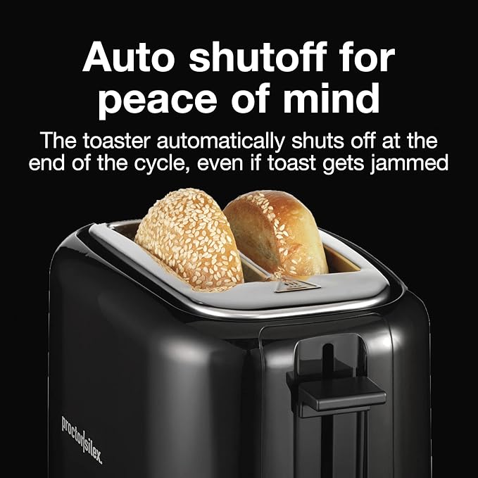 Proctor Silex 2-Slice Toaster with Extra Wide Slots for Bagels Cool-Touch Walls Shade Selector Toast Boost Auto Shut-off and Cancel Button Black (22305)