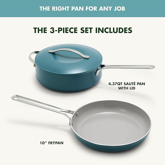 GreenPan Nova 10” Frying Pan Skillet and 4.37QT Sauté Pan with Lid Oprah’s Favorite Things 2024 PFAS-Free Ceramic Nonstick Induction Suitable Sear Fry Broil Dishwasher &amp Oven Safe Deep Tea