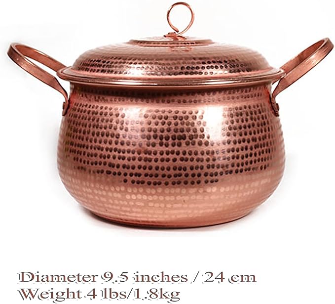 Handcrafted Hammered Copper Cookware Set - Ideal for Copper Chef - Pots and Pans Size