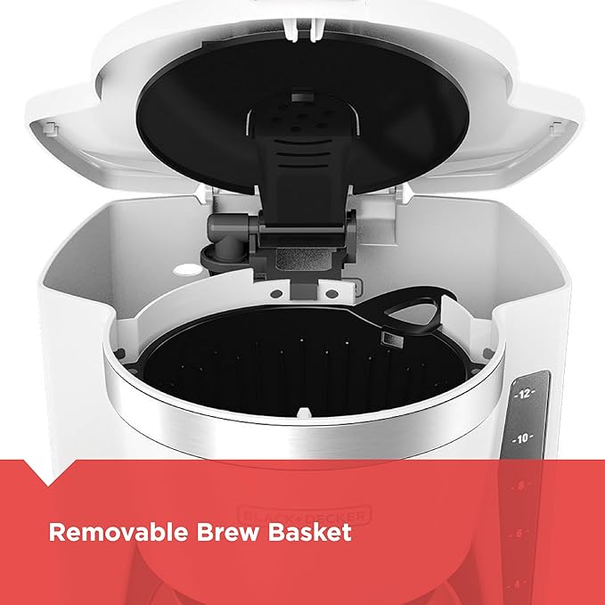 BLACK+DECKER CM1160W-1 CM1160W 12-Cup Programmable Coffeemaker White/Stainless Steel
