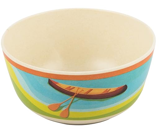 Melange 12-Piece Bamboo Dinnerware Set (Camp Mountains) | Shatter-Proof and Chip-Resistant Bamboo Plates and Bowls | | Dinner Plate Salad Plate &amp Soup Bowl (4 Each)