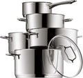 WMF Pot Set 5-Piece Astoria Pouring Rim Glass Lid Cromargan® Stainless Steel Polished Suitable for Induction Hobs Dishwasher-Safe