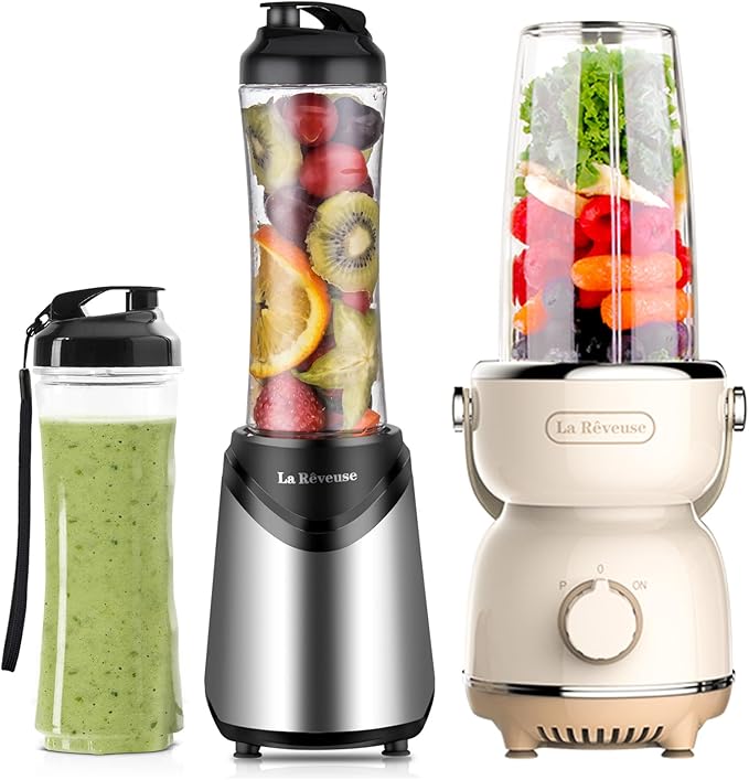 La Reveuse Personal Size Blender 300W (Silver) + La Reveuse Retro Blender 300W
