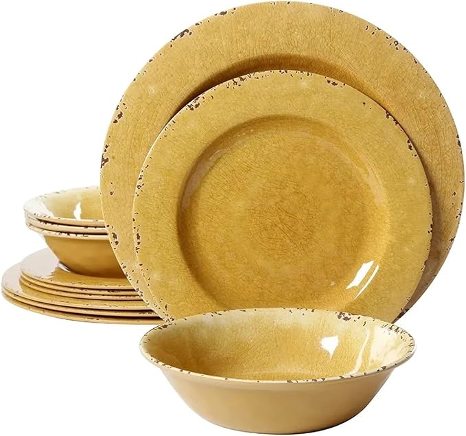 12 Piece Dinnerware Set Kitchen Accessories Plates and Bowls Dishes and Sets