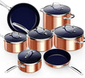 Nuwave 12pc Healthy Pots and Pan Set Non-Stick Forged Lightweight Cookware Set G10 Duralon Ceramic Coating Vented Tempered Glass Lids Induction-Ready &amp Works on All Cooktops PFAS Free