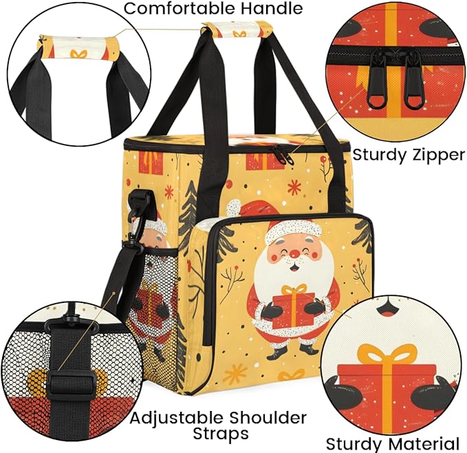 Abstract Santa Claus Coffee Maker Carrying Bag Modern Santa Claus Travel Storage Bag Compatible with K-Mini or K-Mini Plus Single Serve Coffee Brewer Carrying Case with Pockets &amp Shoulder Strap