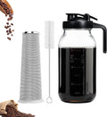 64oz Cold Brew Coffee Maker – Wide Mouth Mason Jar Pitcher with Stainless Steel Filter Pour Spout Lid &amp Handle Heavy Duty Airtight Glass for Iced Coffee Tea &amp Lemonade
