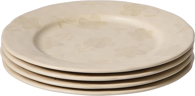 Bloomhouse - 2 Time Oprah's Favorite Things - Made in Portugal Hand Painted 10.8 Inch Dinner Plates Set of 4 - Porto Petals Floral Dish Set - Lilly Cream