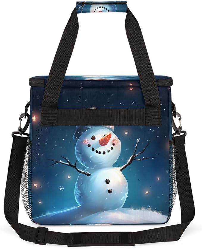 Christmas Snowman Coffee Maker Carrying Bag Dreamy Snowman Travel Storage Bag Compatible with K-Mini or K-Mini Plus Single Serve Coffee Brewer Carrying Case with Multiple Pockets &amp Shoulder Stra