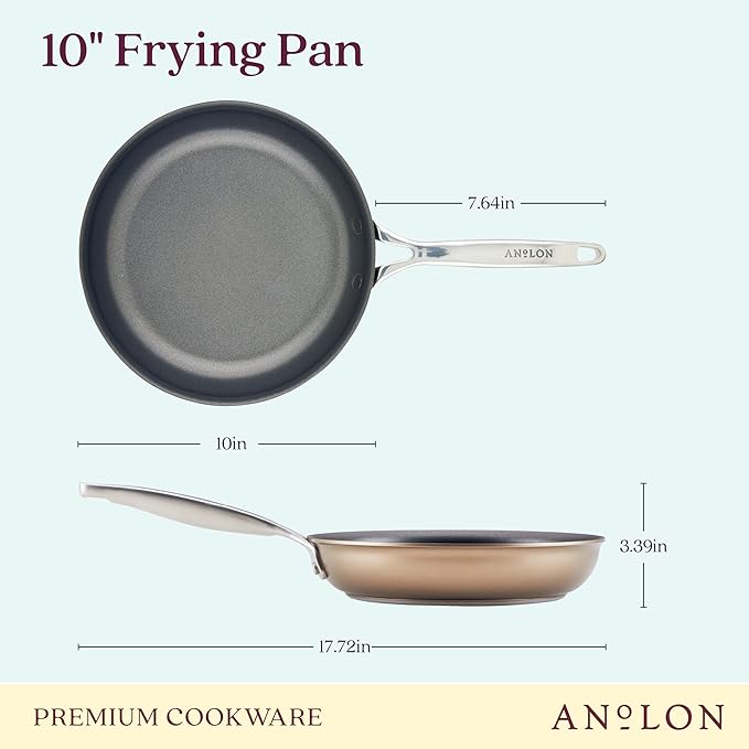 Anolon Ascend Hard Anodized Nonstick Frying Pan/Skillet - Good for All Stovetops (Gas Glass Top Electric &amp Induction) Dishwasher &amp Oven Safe with Stainless Steel Handle10 Inch - Bronze