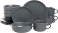 10 Strawberry Street Wazee Matte Coupe Dinnerware Set 16 pc Charcoal Gray