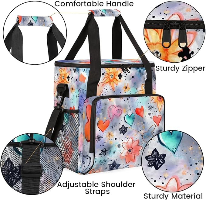 HEART Flower Coffee Maker Carrying Bag Portable Travel Storage Tote Bag Compatible with K-Mini or K-Mini Plus Single Serve Coffee Brewer Carrying Case with Multiple Pockets &amp Shoulder Strap