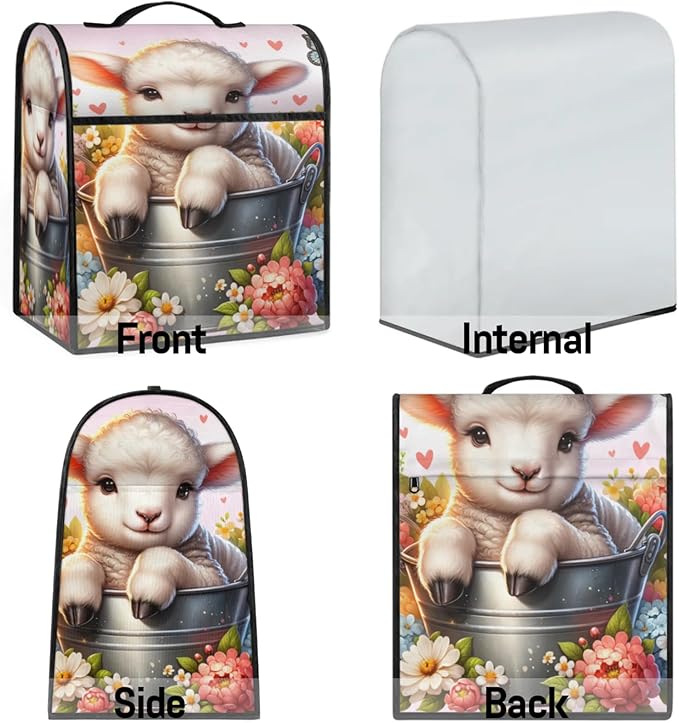 cfpolar Kitchen Aid Mixer Cover Compatible with 6-8 Quarts Cute Flower Sheep Stand Mixer Cover Kitchen Aid Mixers Accessories Appliance Organizer Bag Dust Covers with Zipper Pocket