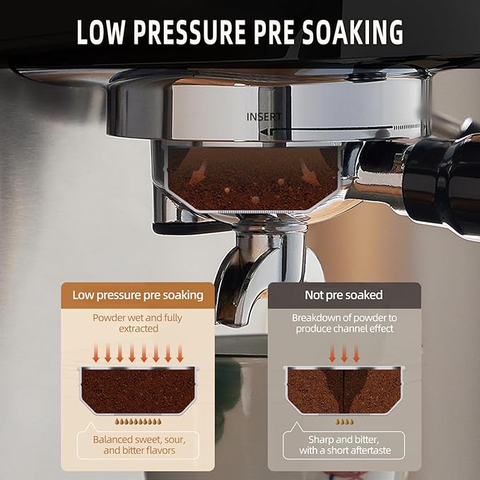 Mcilpoog Espresso Machine 20 BarCompact Coffee Maker with Steam Milk Frother&ampIced CoffeeBarista Cappuccino Latte Machine with LCD DisplayGift for Coffee Lover
